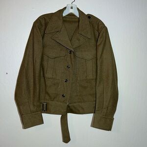 VINTAGE 1952 Wool Military Jacket Olive Green,Size 10S,Made in Australia